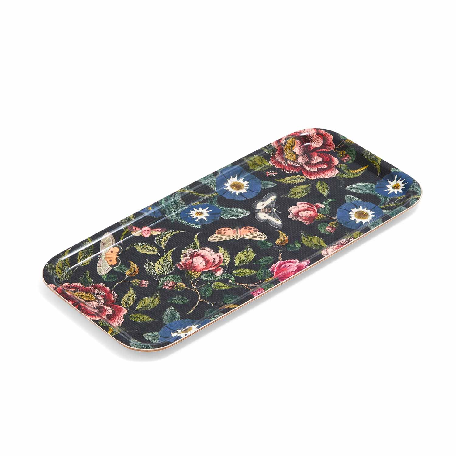 Creatures of Curiosity  Rectangular Birch Serving Tray (Dark Floral) image number null